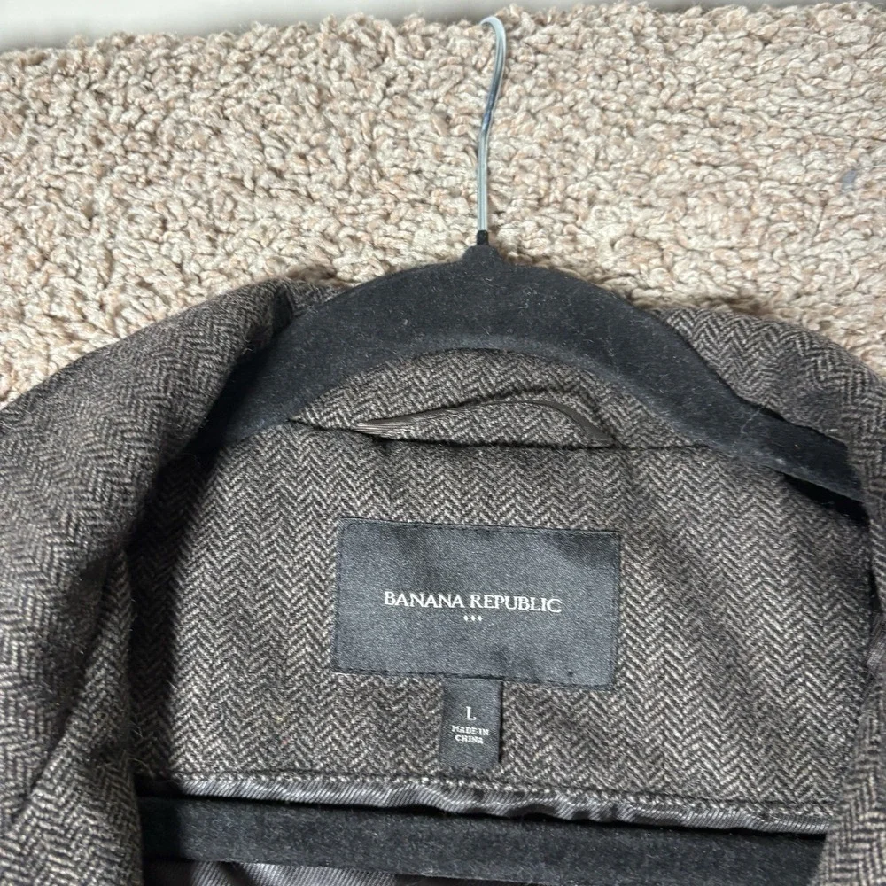 BANANA‎ REPUBLIC Wool Blend Jacket Herringbone Brown Utility Chore Men's L